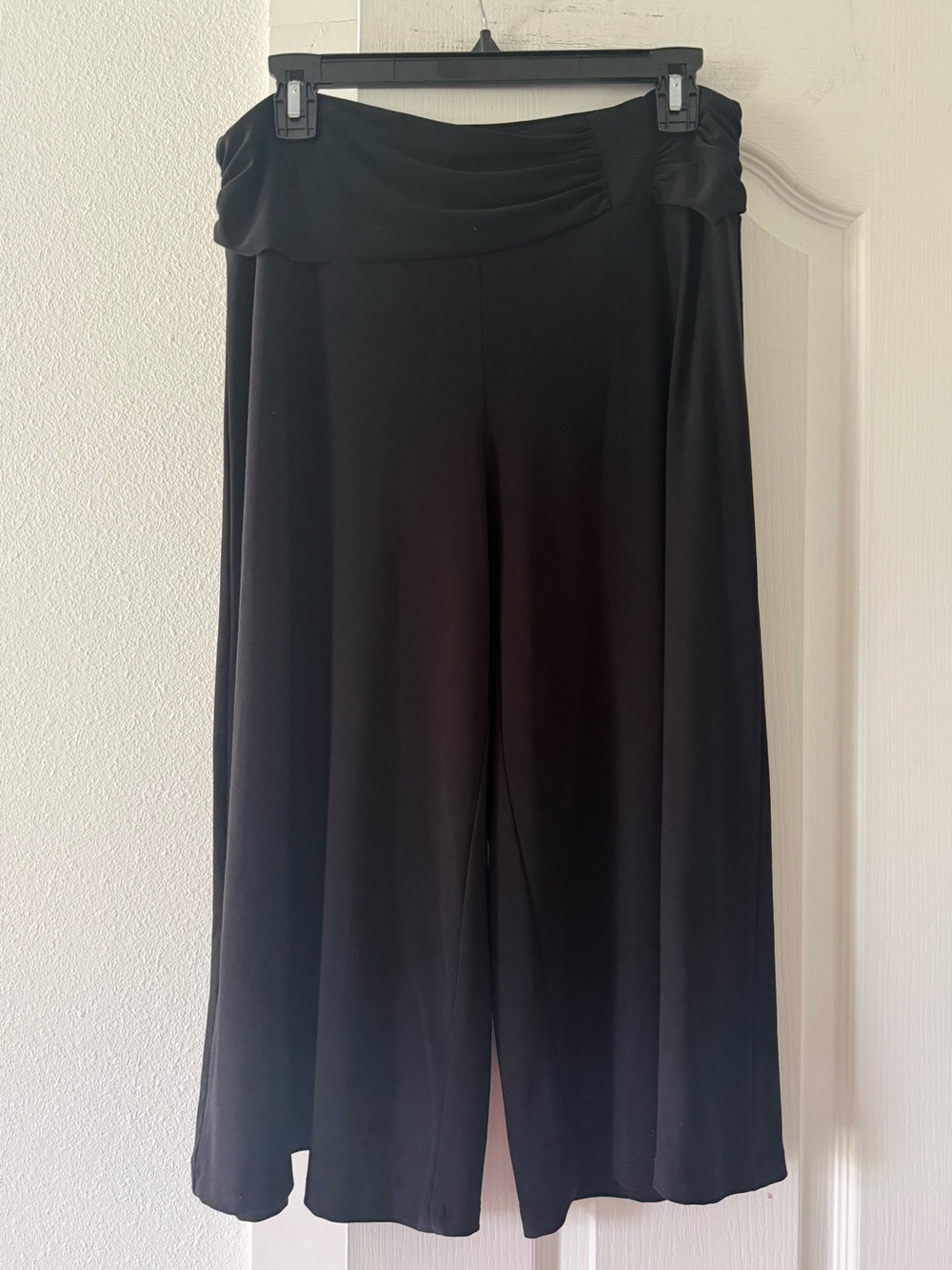 Cato Black Wide Leg Cropped Gaucho Pants Ruched Waist Women’s M
